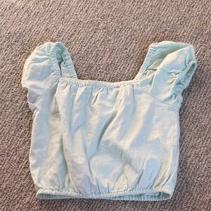 Light Blue Puff Sleeve Top